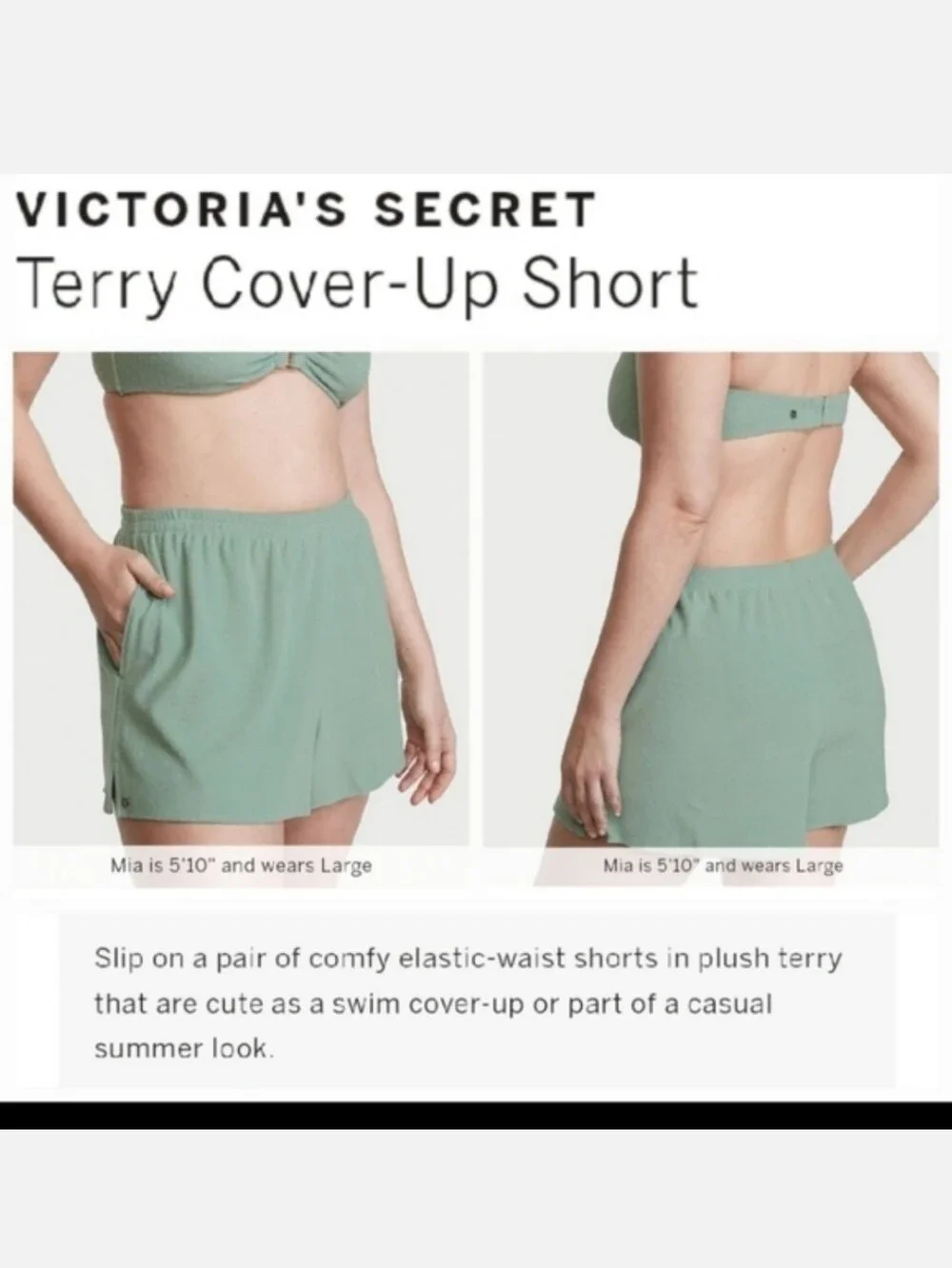 Victoria's secret terry-cloth swim coverup short MEDIUM GREEN
